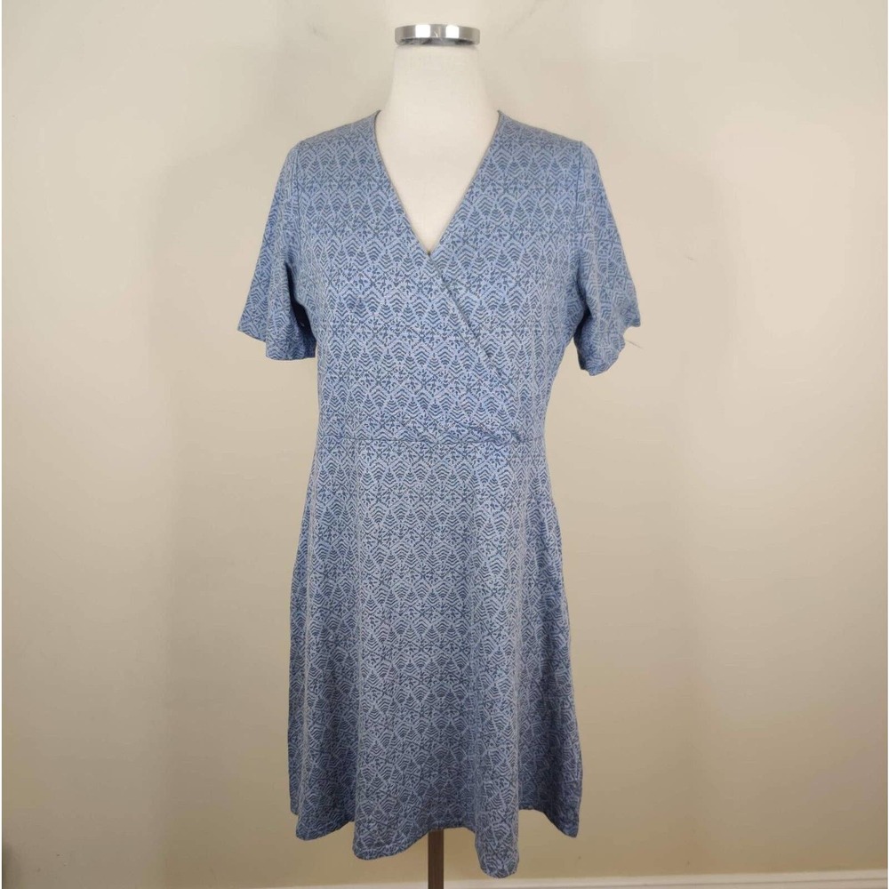 LL Bean Dress Faux Wrap Surplice Floral V-Neck